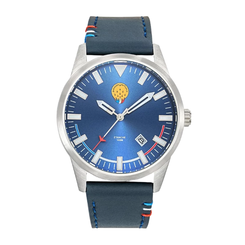 Montre Patrouille de France - Airshow - Bracelet Cuir Bleu