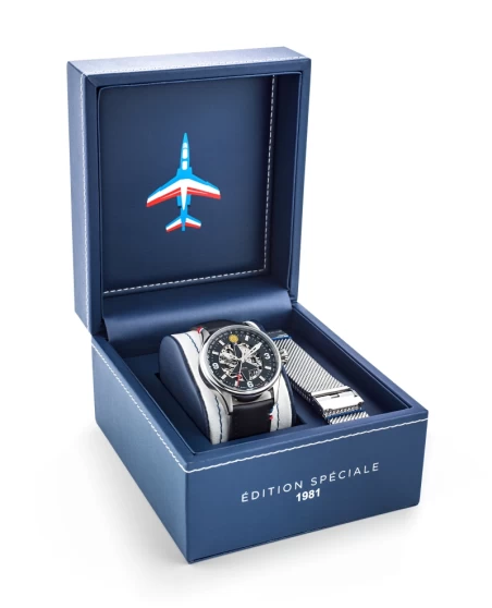 Coffret Montre Patrouille de France - Edition Spéciale 1981 - Automatique - Bracelet Cuir Noir