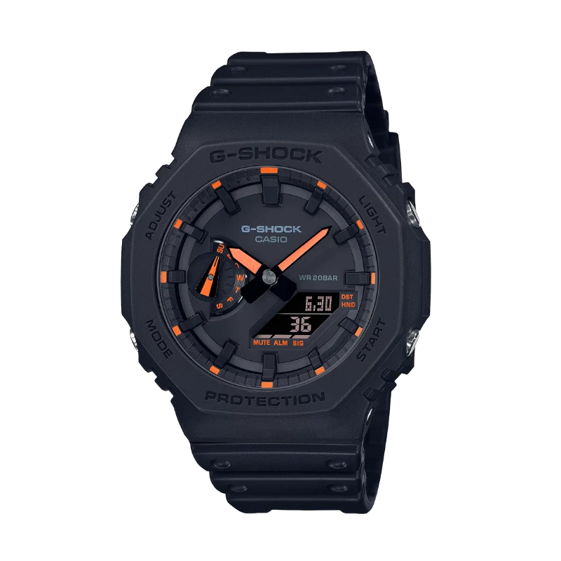 Montre Casio - G-shock - Série 2100 - Anadigitale Noire et Orange - GA-2100-1A4ER