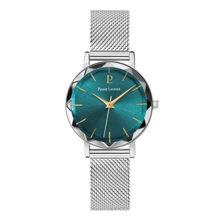 Montre Pierre Lannier - Multiples - Maille Milanaise Argenté et Verte