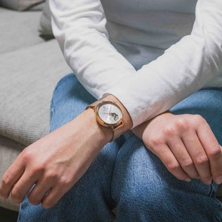 Portée Montre Pierre Lannier - Esperance - Maille Milanaise Rose
