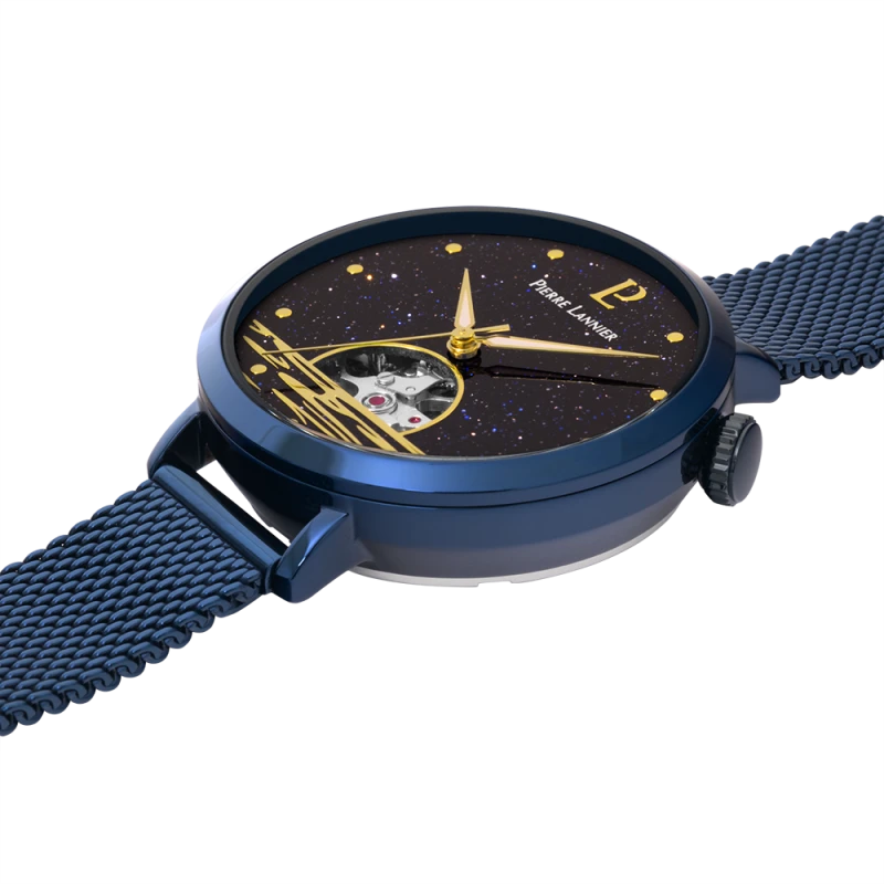 Cadran Montre Pierre Lannier - Australe - Maille Milanaise Bleue
