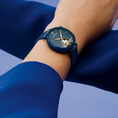 Portée Montre Pierre Lannier - Australe - Maille Milanaise Bleue