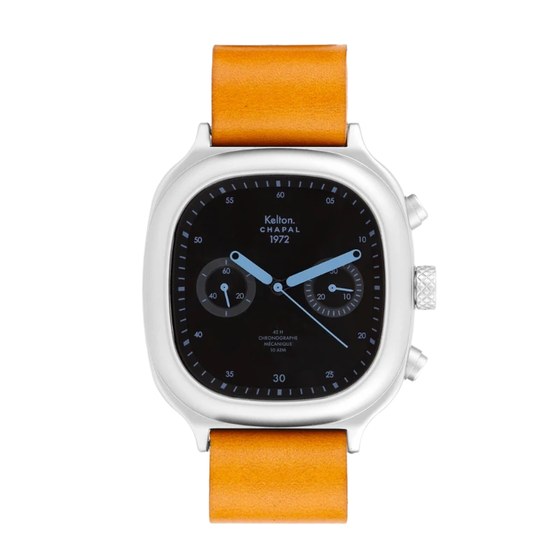 Montre Kelton X Chapal 1972 - Chronographe Skyblue - Cuir Tan