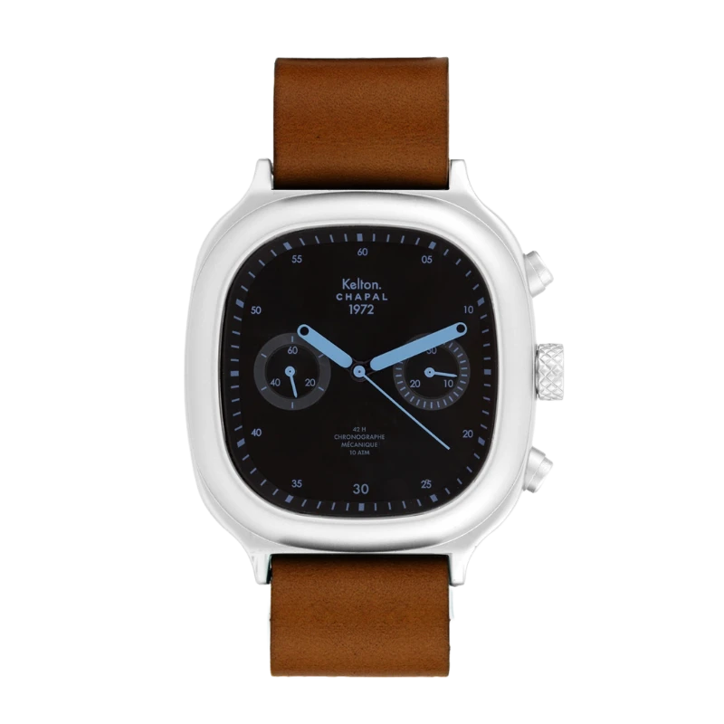 Montre Kelton X Chapal 1972 - Chronographe Skyblue - Cuir Brun