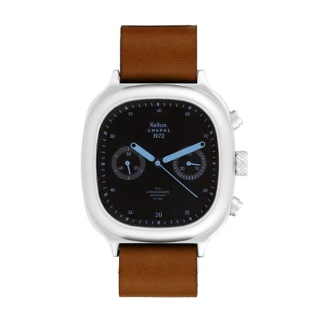 Montre Kelton X Chapal 1972 - Chronographe Skyblue - Cuir Brun