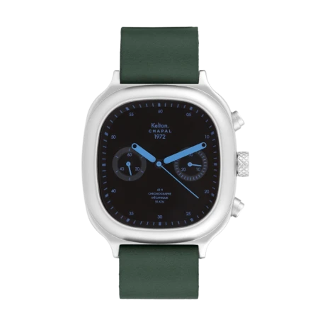Montre Kelton X Chapal 1972 - Chronographe Skyblue - Cuir Vert
