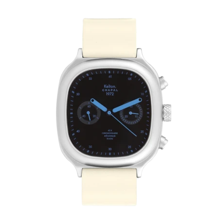 Montre Kelton X Chapal 1972 - Chronographe Skyblue - Cuir Blanc