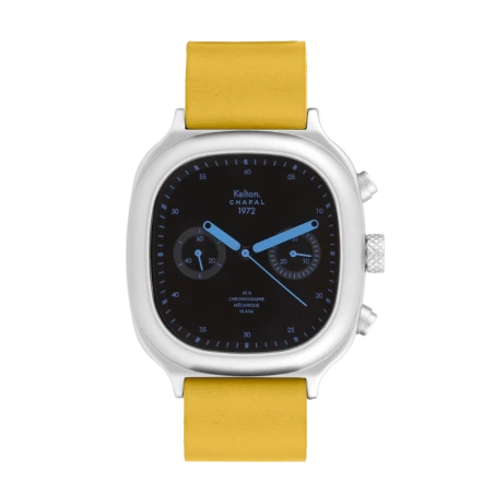 Montre Kelton X Chapal 1972 - Chronographe Skyblue - Cuir Jaune