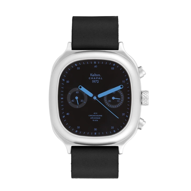 Montre Kelton X Chapal 1972 - Chronographe Skyblue - Cuir Noir