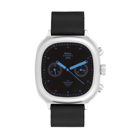 Montre Kelton X Chapal 1972 - Chronographe Skyblue - Cuir Noir