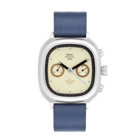 Montre Kelton X Chapal 1972 - Chronographe Skysand - Cuir Bleu