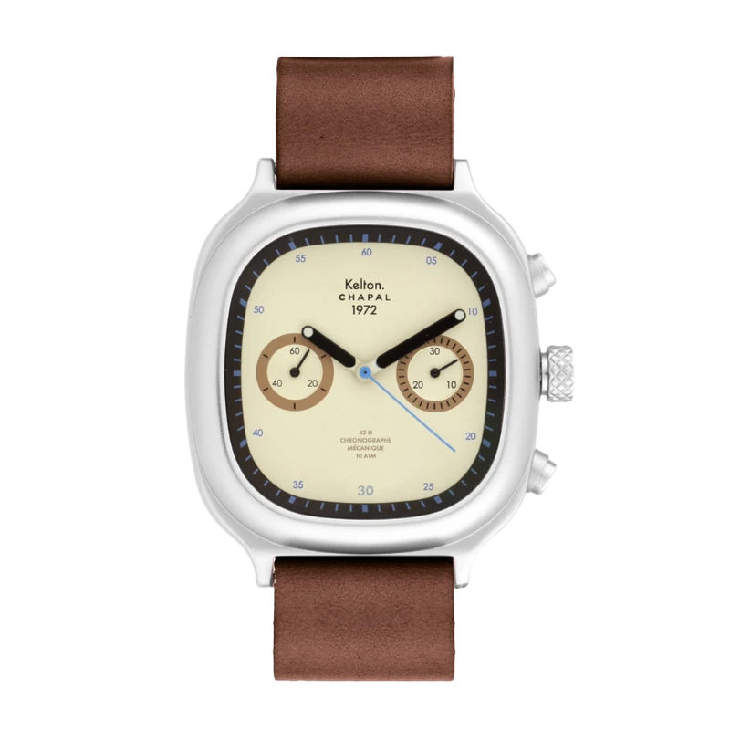 Montre Kelton X Chapal 1972 - Chronographe Skysand - Cuir Brun