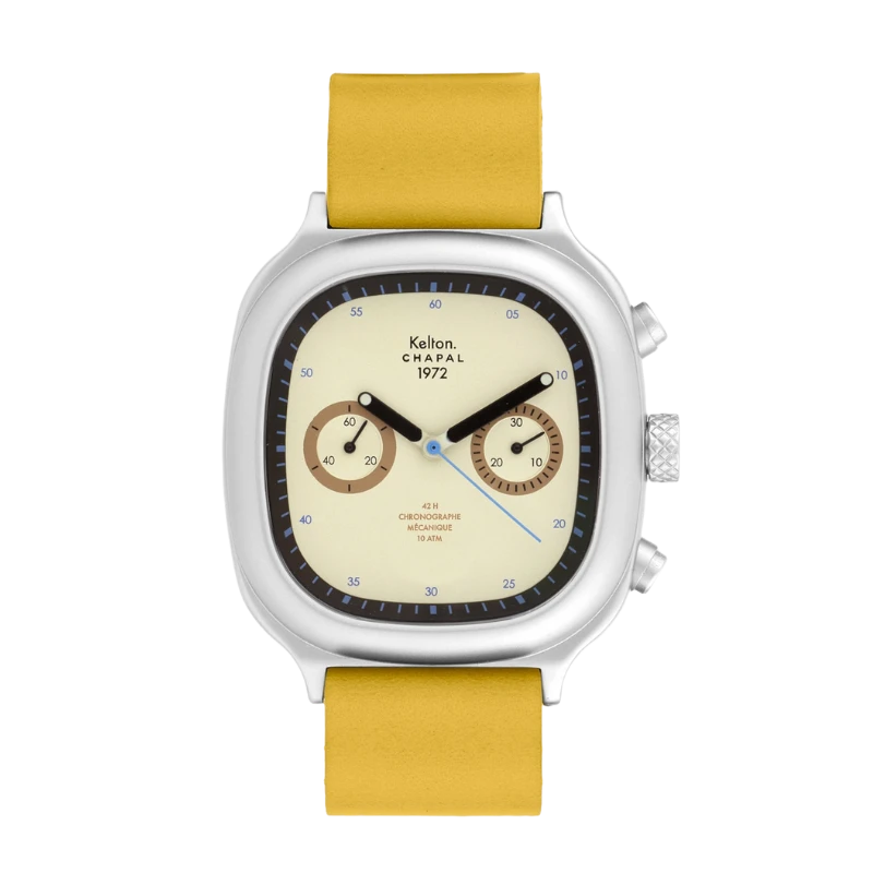 Montre Kelton X Chapal 1972 - Chronographe Skysand - Cuir Jaune