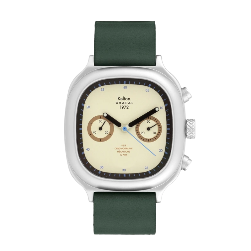 Montre Kelton X Chapal 1972 - Chronographe Skysand - Cuir Vert