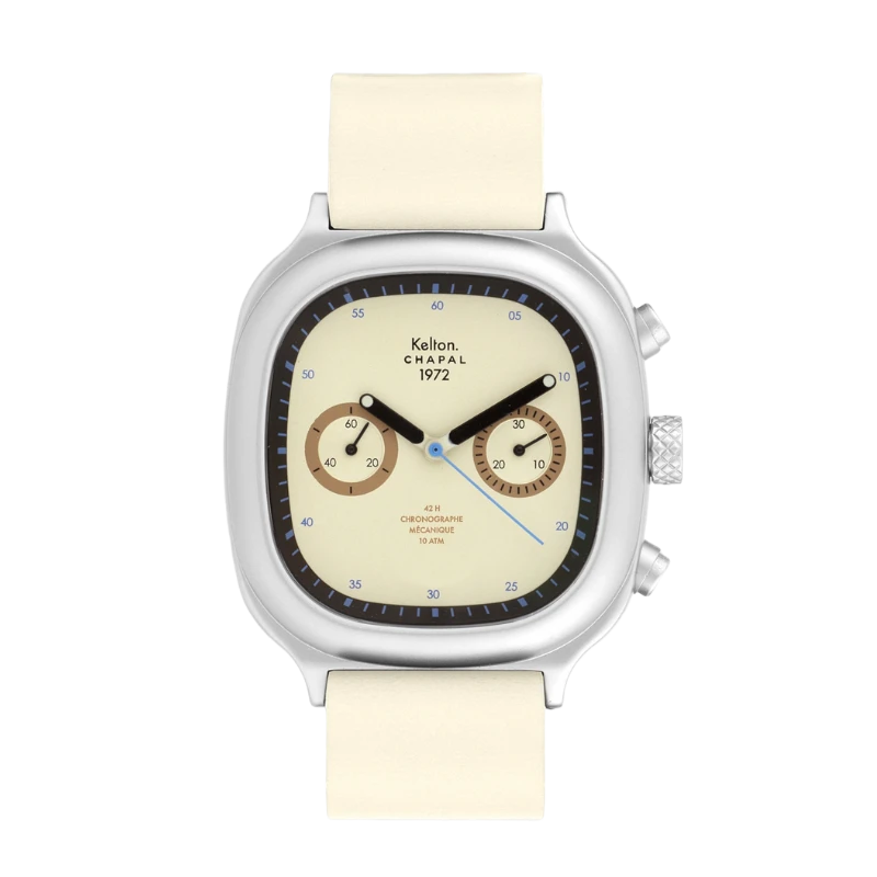 Montre Kelton X Chapal 1972 - Chronographe Skysand - Cuir Blanc