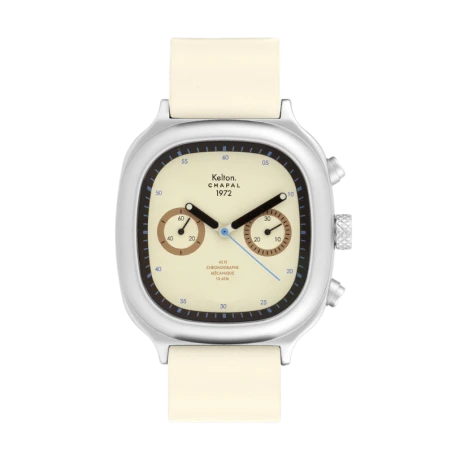 Montre Kelton X Chapal 1972 - Chronographe Skysand - Cuir Blanc