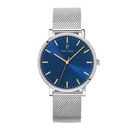 Montre Pierre Lannier - Essential - Cadran Bleu - Maille Milanaise Argent