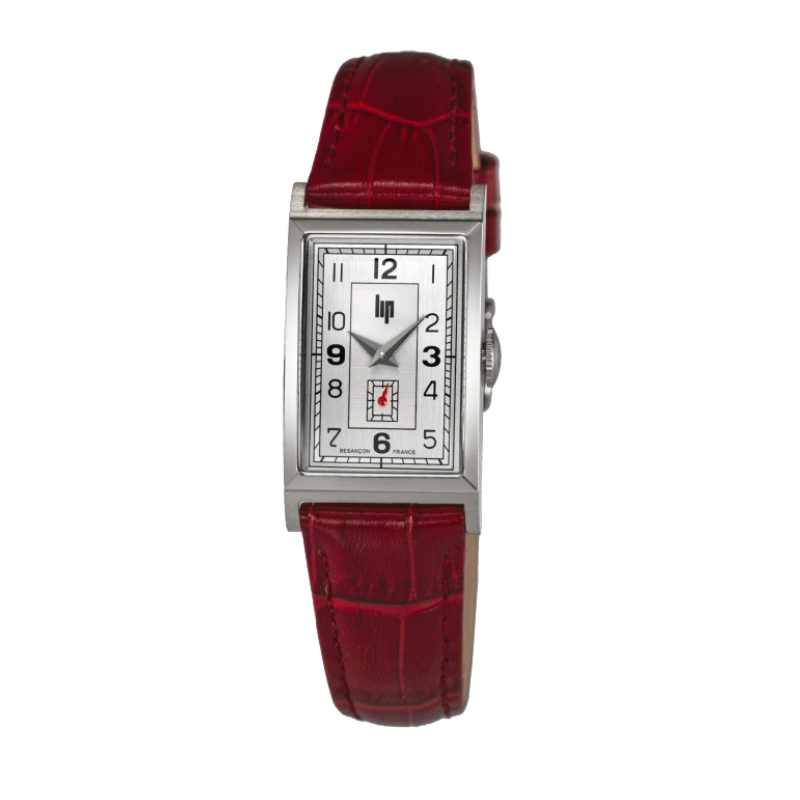 Montre LIP - T18 Churchill - Trotteuse Excentrée - Cuir Façon Croco Rouge