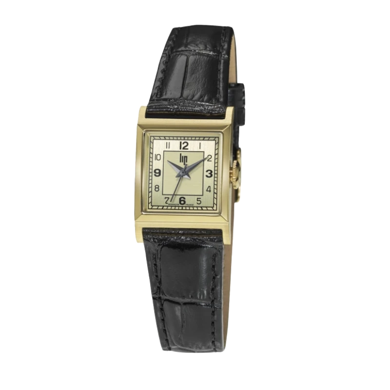 Montre LIP - C18 Churchill - Cuir Noir - Cadran Doré