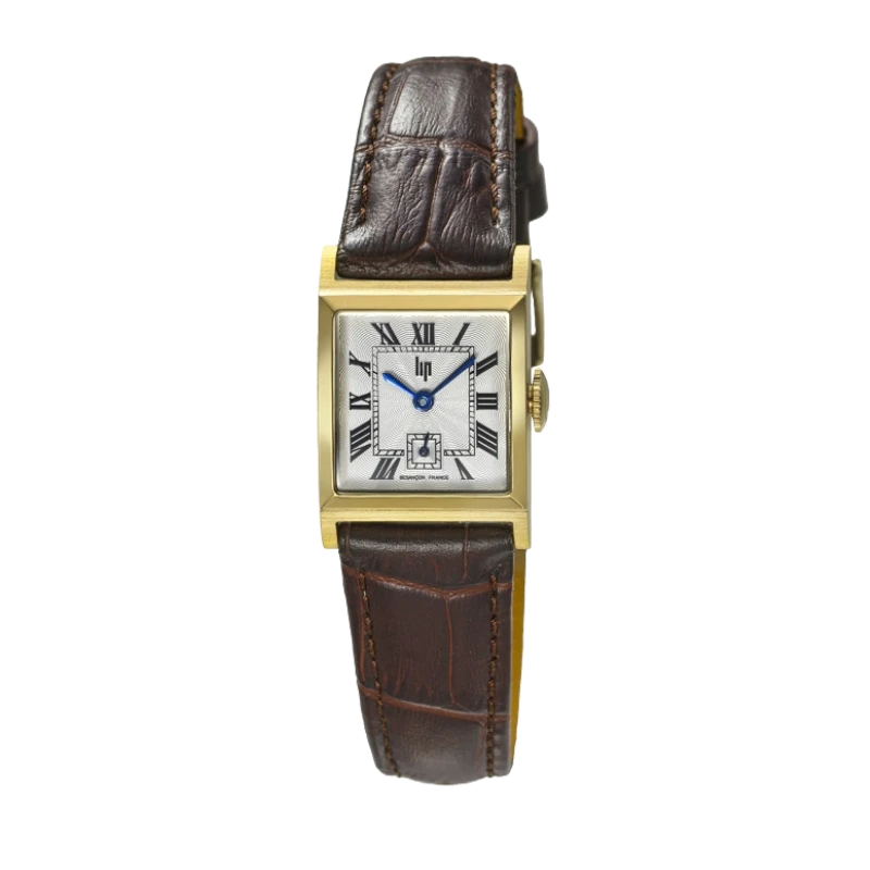 Montre LIP - C18 Churchill - Cuir Façon Croco - Marron et Doré