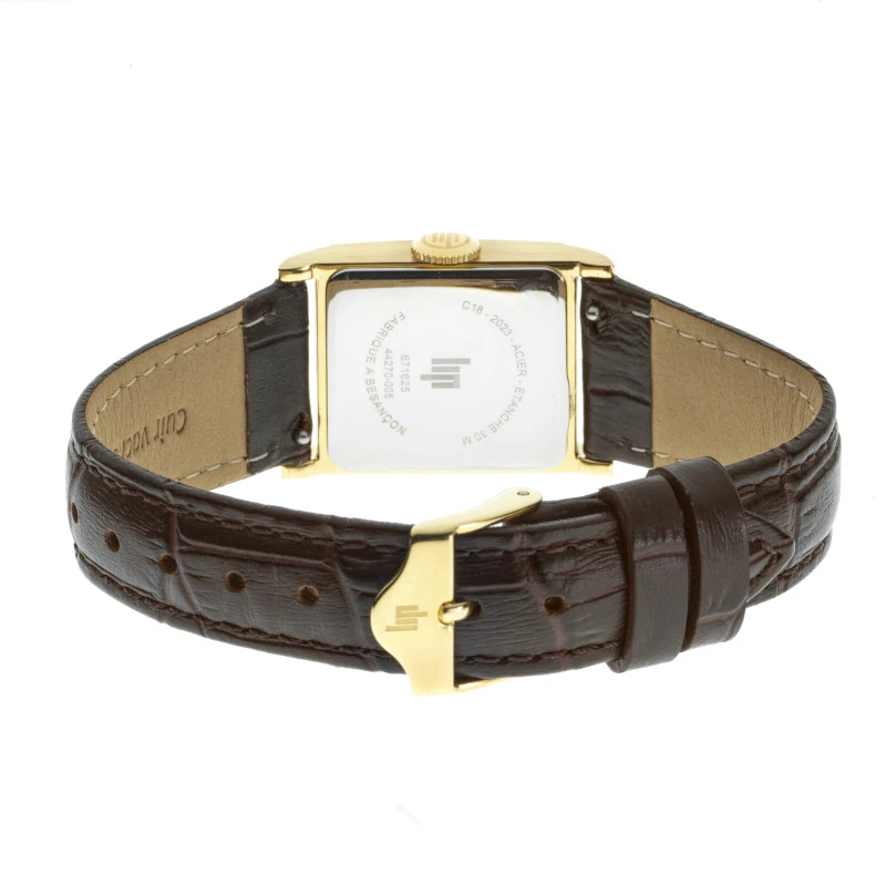 Dos Montre LIP - C18 Churchill - Cuir Façon Croco - Marron et Doré