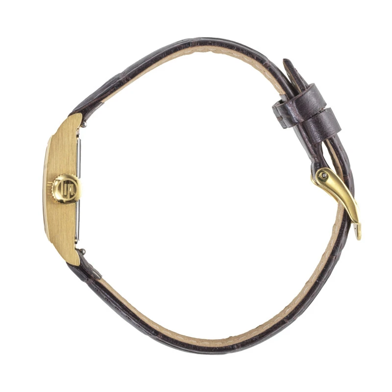 Coté Montre LIP - C18 Churchill - Cuir Façon Croco - Marron et Doré