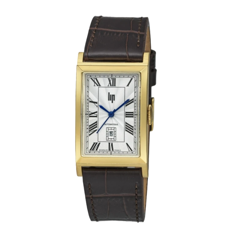 Montre LIP - Churchill T26 - Automatique - Dateur - Cuir Marron Façon Croco