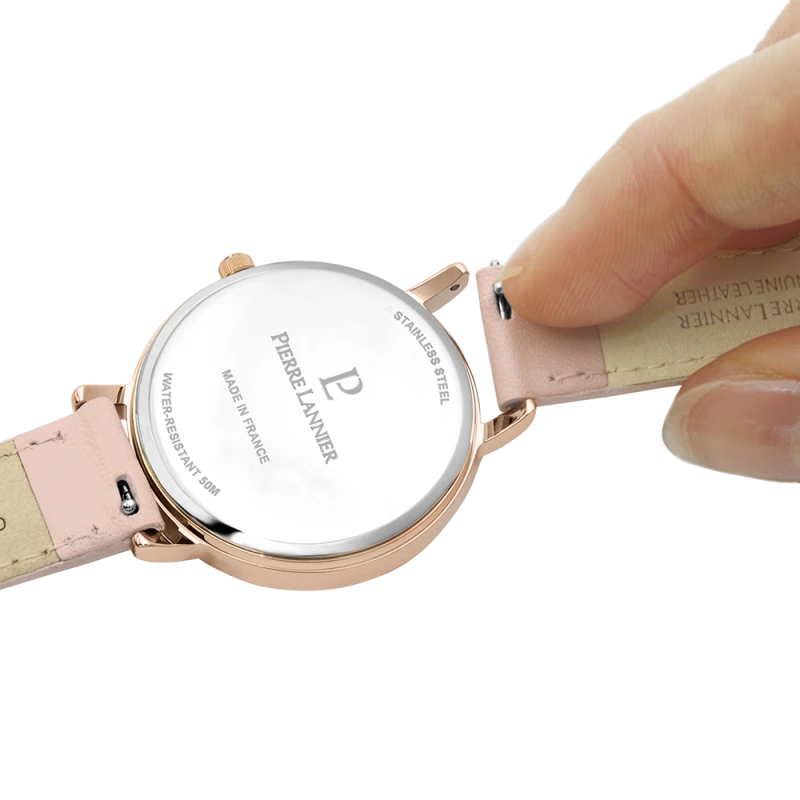 Clip Bracelet de montre Pierre Lannier - Femme - Cuir Rose 12mm
