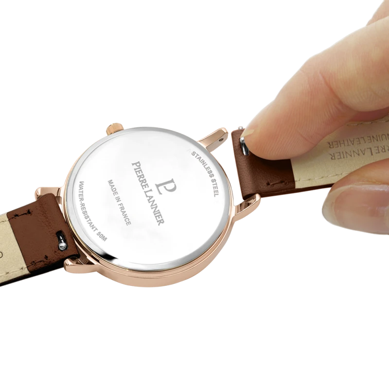 Clip Bracelet de montre Pierre Lannier - Femme - Cuir Marron 14mm