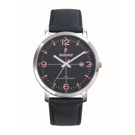 Montre Ruckfield - Rugby - Multifonctions - Rose et Bleu - Cuir bleu