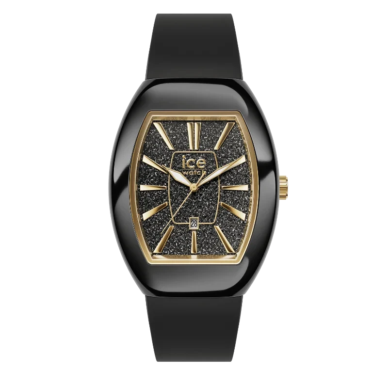 Montre ICE dome Black Glitter Gold – Chic & éclat scintillant