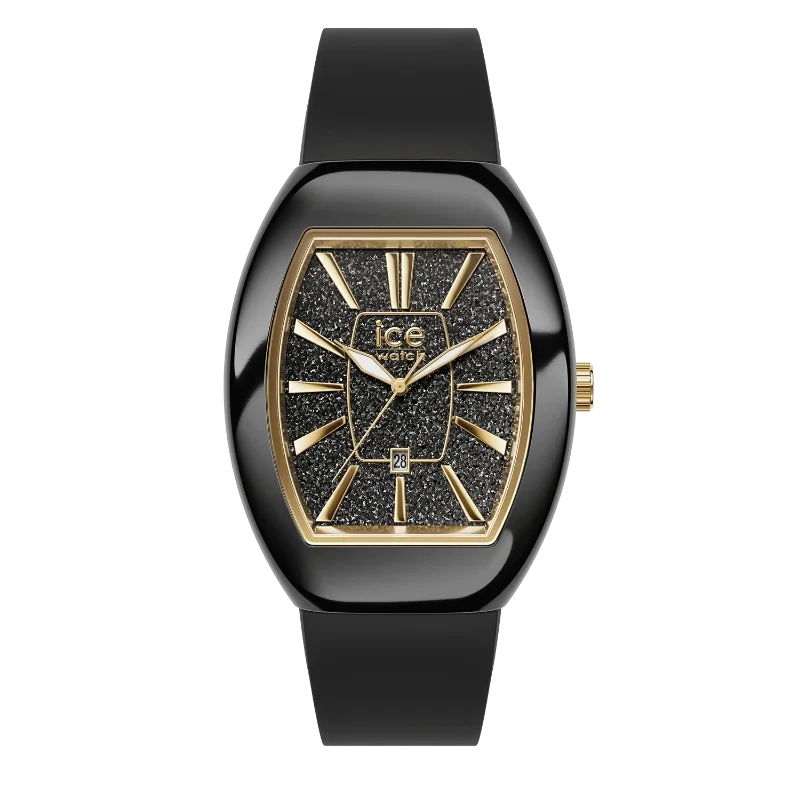 Montre Élégante ICE Dome Black Glitter Gold Noir Doré