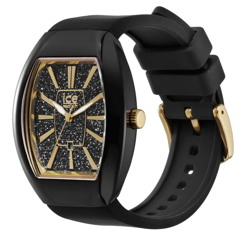 Montre Élégante ICE Dome Black Glitter Gold Noir Doré