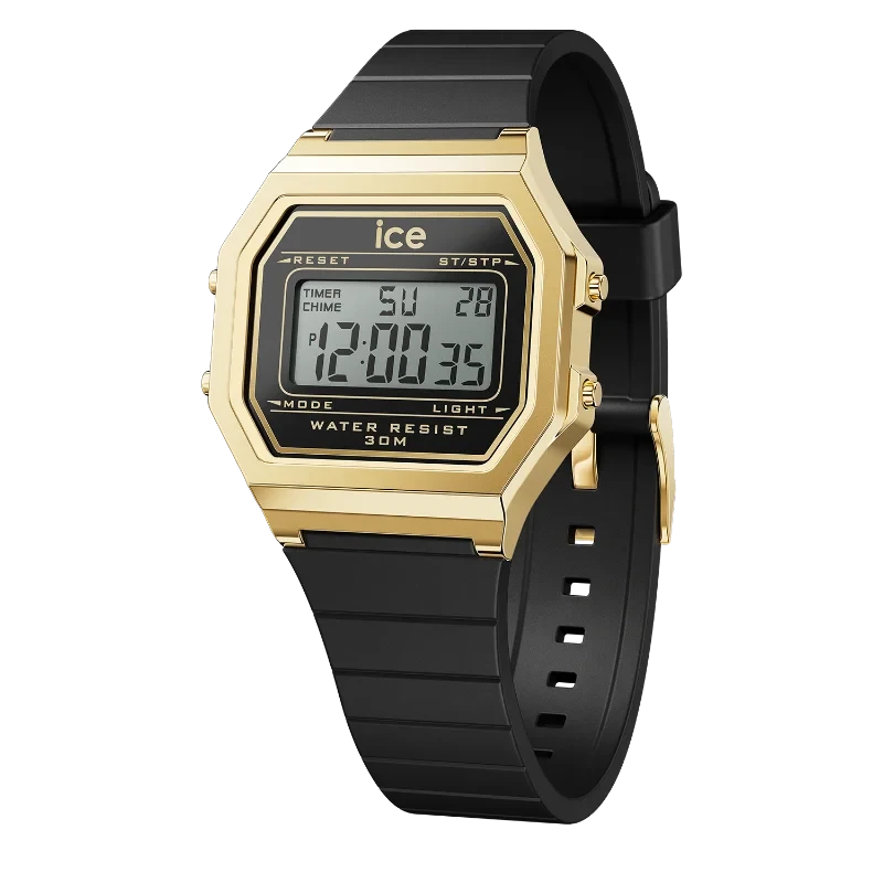 Montre Digitale ICE Digit Retro Black Gold Noir