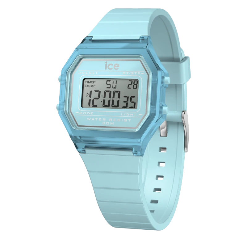 Montre Digitale ICE Digit Retro Sky Blue Bleu
