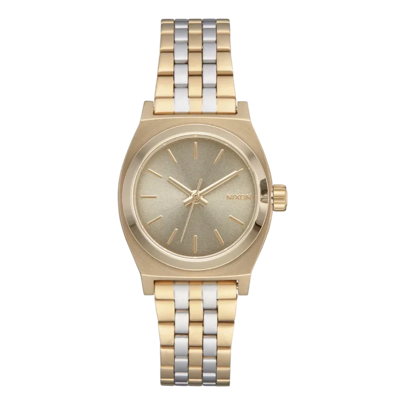 Nixon Small Time Teller Lt Gold/Silver/Vintage White : Montre Chic