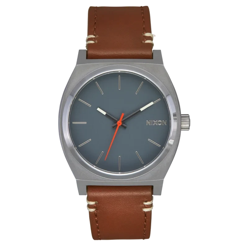 montre Nixon - Time Teller Leather - Lt Gunmetal / Basalt / Sienna