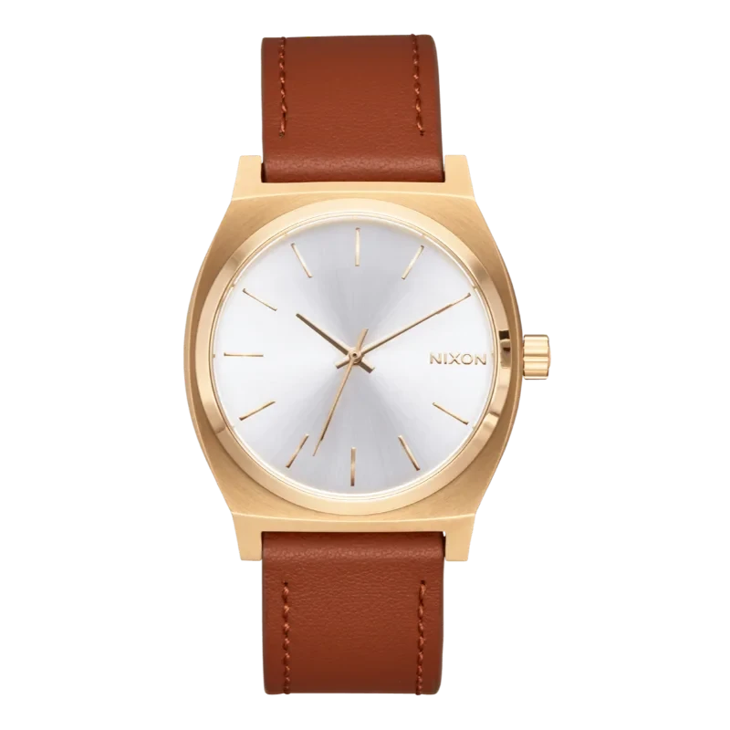 montre Nixon - Time Teller Leather - Light Gold / White Sunray