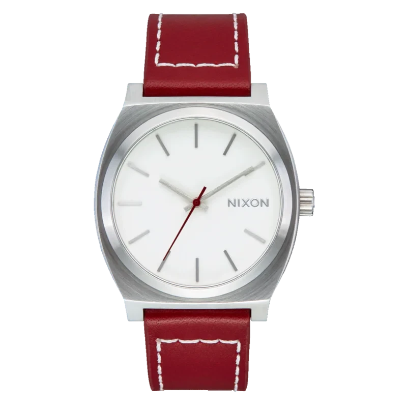 Montre Nixon - Time Teller Leather - Silver / Egret / Cranberry