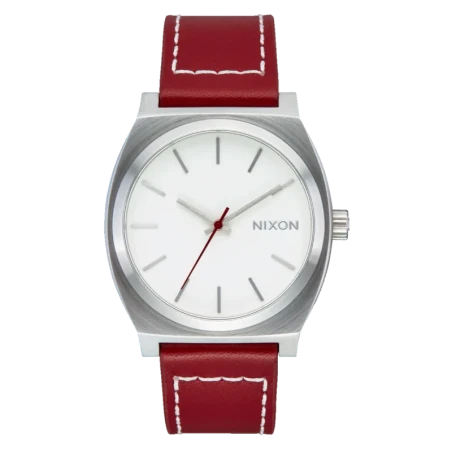 Montre Nixon - Time Teller Leather - Silver / Egret / Cranberry