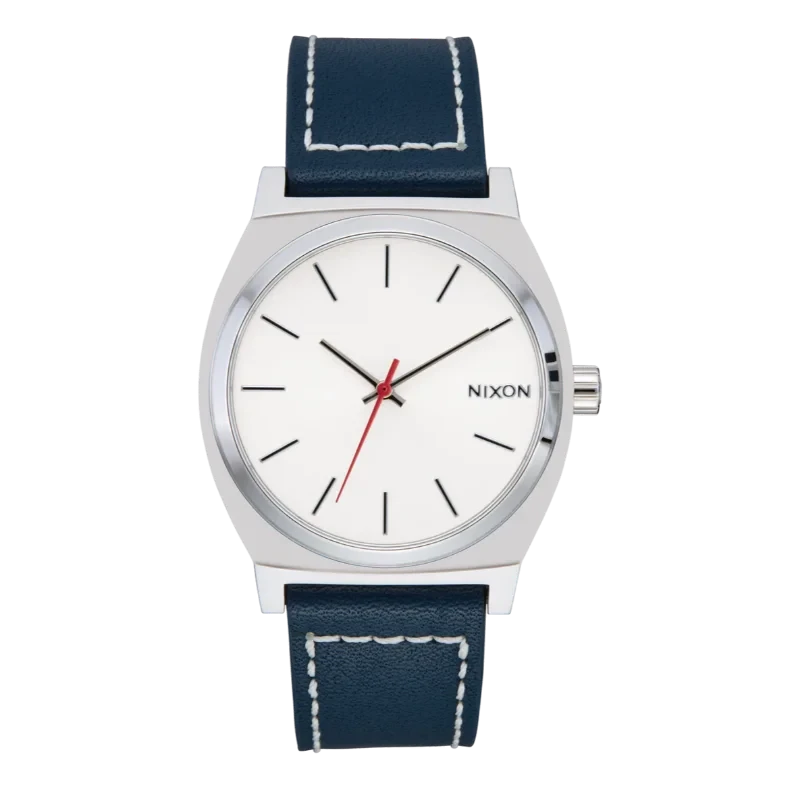 Montre Nixon - Time Teller Leather - Silver / Cloud / Indigo