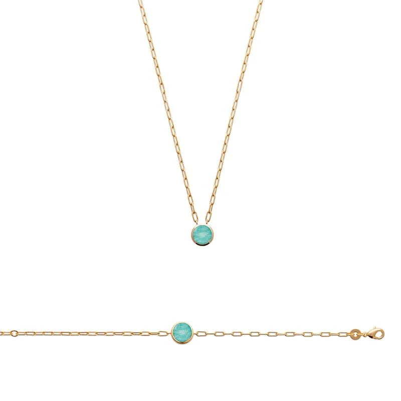 Collier Plaqué Or 750 3Mic Amazonite 45cm