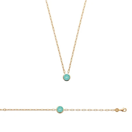 Collier Plaqué Or 750 3Mic Amazonite 45cm