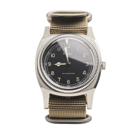 Montre Pilote Majetek Big Turtle 3 Aiguilles Cuir Noir | M.R.M.W Vintage