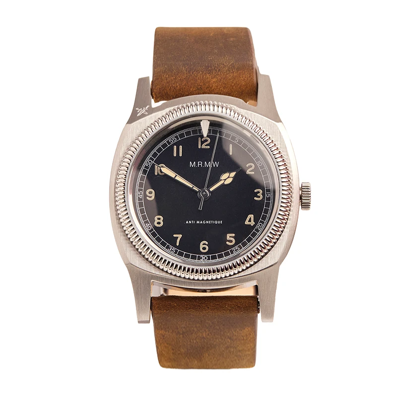 Montre Pilote Majetek Big Turtle 3 Aiguilles Cuir Noir | M.R.M.W Vintage