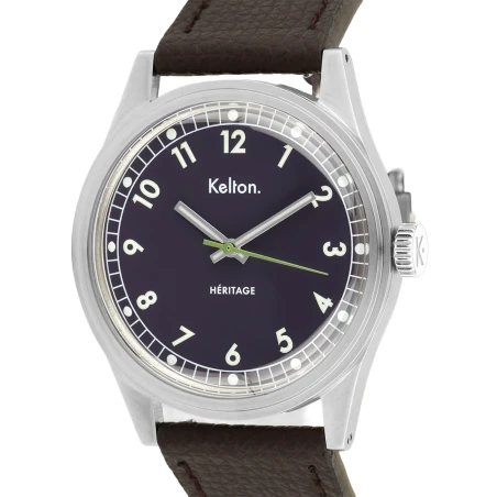 Montre Kelton Héritage Navy Epsom Marron | 9126022 | montre vintage française - Club de la Montre