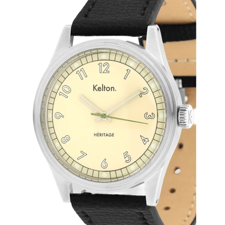 Montre Kelton Héritage Champagne Epsom Noir | 9126132 | montre vintage française - Club de la Montre