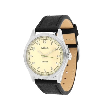 Montre Kelton Héritage Champagne Epsom Noir | 9126132 | montre vintage française - Club de la Montre