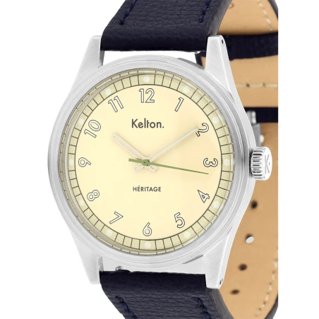 Montre Kelton Héritage Champagne Epsom Navy | 9126112 | montre vintage française - Club de la Montre
